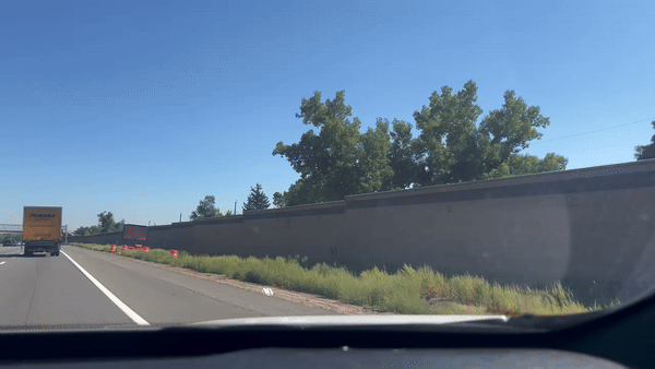 use caution sign near I-70/Ward crash site in Wheat Ridge