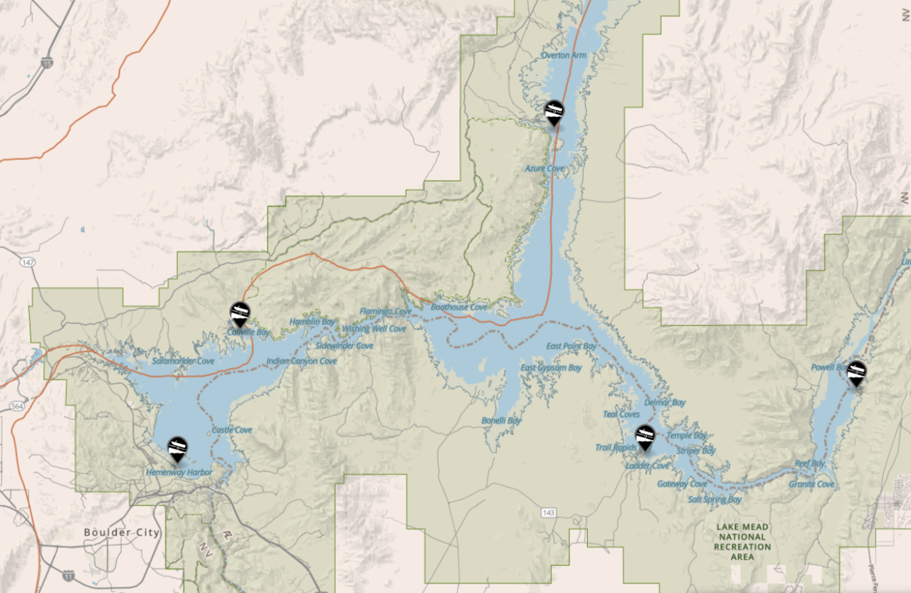 Lake Mead Boat Launch Ramp Map