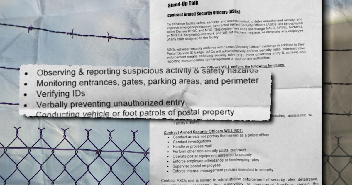 US Postal Inspection Service sends security guards to facilities nationwide, including Denver