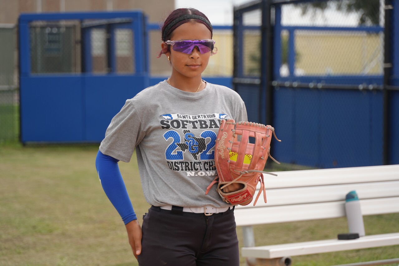 Santa Gertrudis Academy senior pitcher and outfielder D'Andra Fernandez