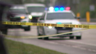 Crime scene tape with police lights, generic