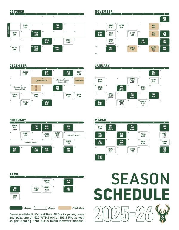 2025-26 Bucks schedule