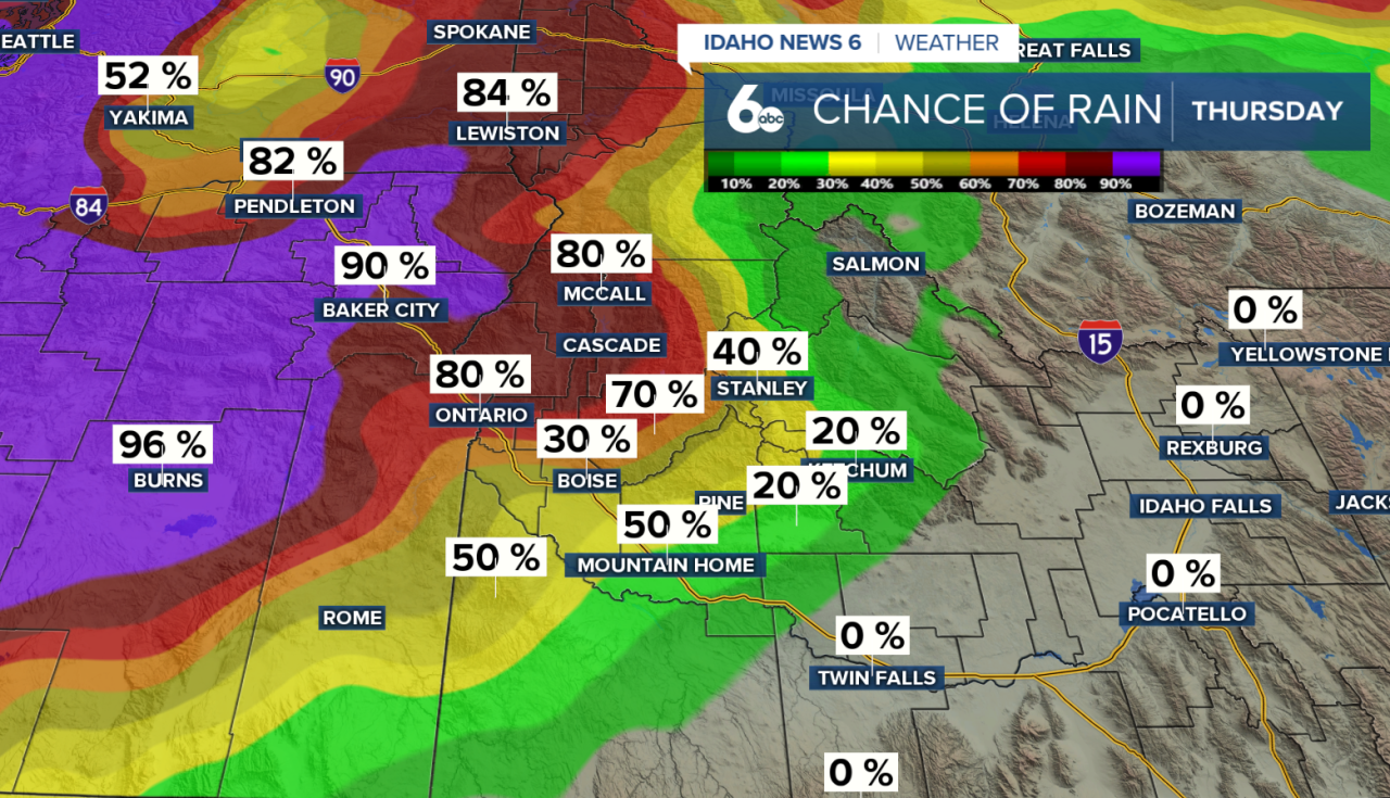 Chance of rain Thursday