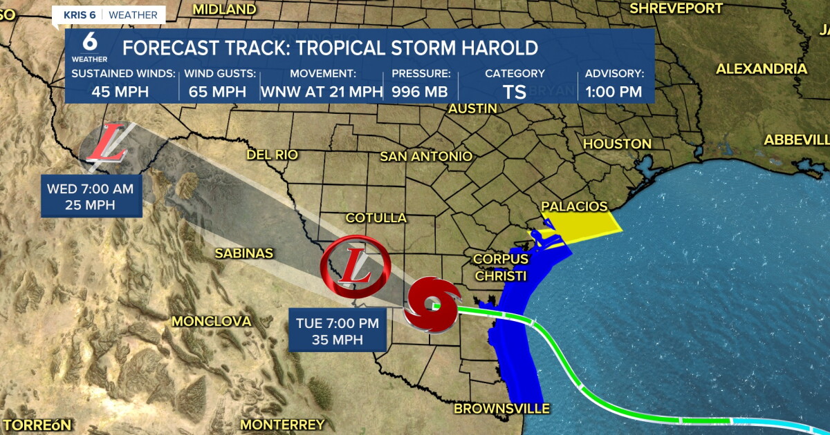 Tropical Storm Harold continues to drench the Coastal Bend - Vimarsana News