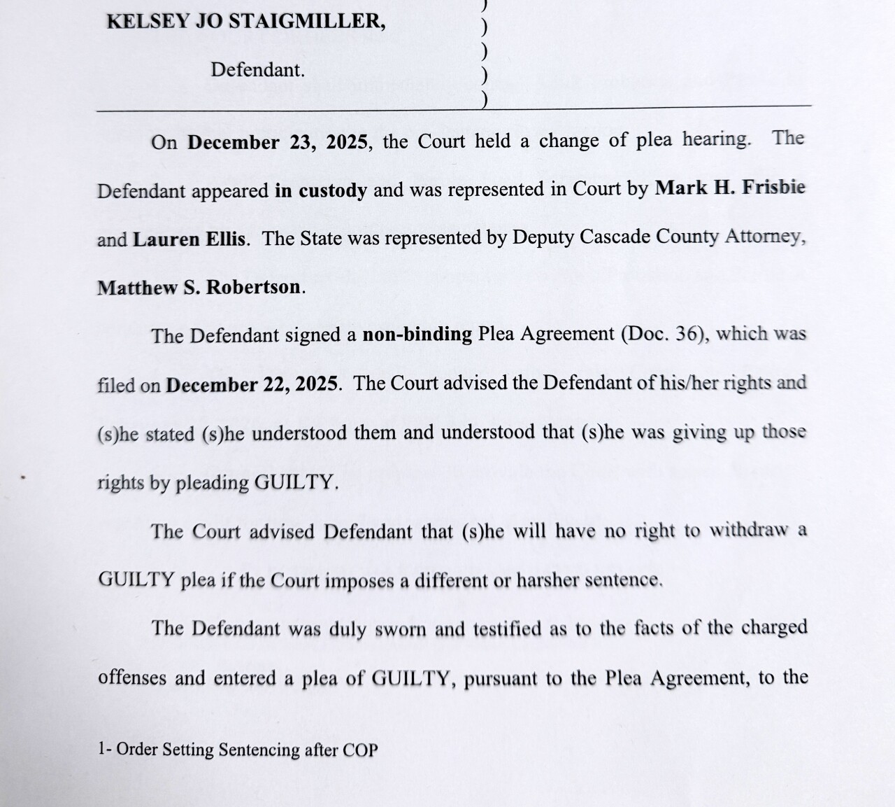 Staigmiller plea agreement