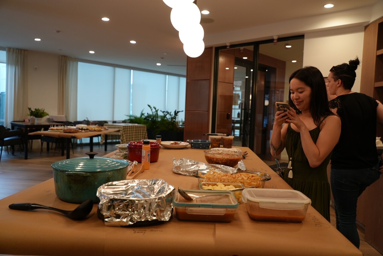 Co-founder Erica Choi with the food spread
