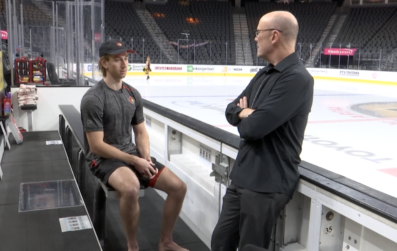 Jake Sanderson visits with MTN Sports' Scott Breen