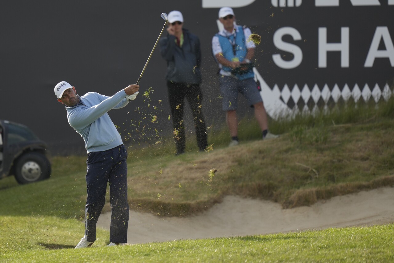 Charl Schwartzel plays on 16th hole in final round of inaugural LIV Golf Invitational