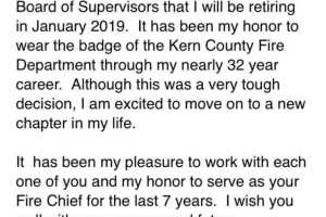 KCFD Chief Retirement Email