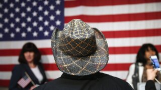 An immigrant from Honduras at a naturalization ceremony.