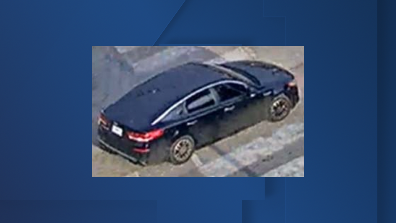 black kia optima, plaza shots fired