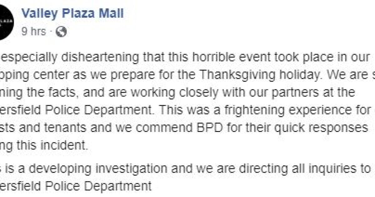 BPD searches for suspect in Valley Plaza Mall shooting