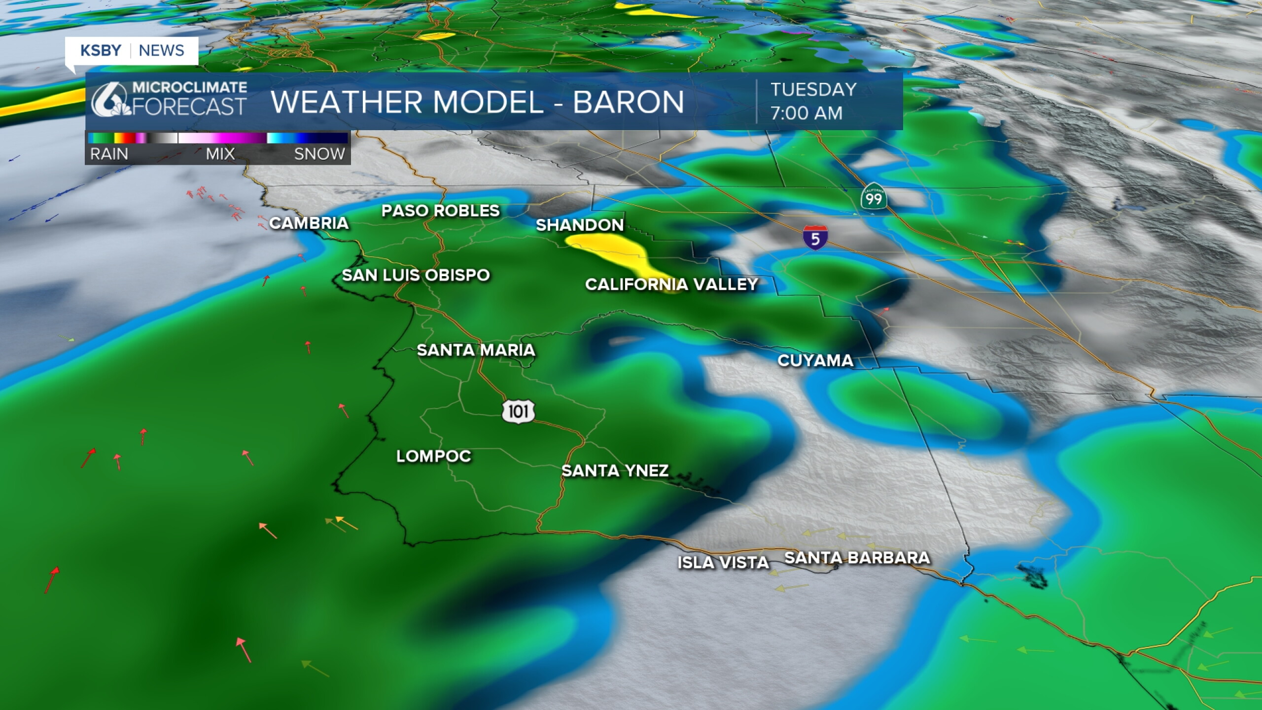 Shower chances on Tuesday and near-average temperatures in the 60s, breezy