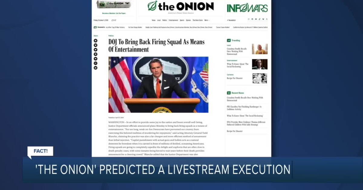 Fact or Fiction: 'The Onion' predicted the government would livestream an execution?