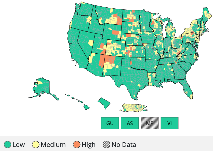 COVID-19 Community Levels calculated on Nov. 10, 2022.