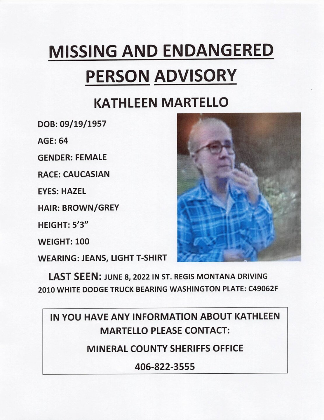 Kathleen Martello missing poster