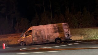 UPS van catches fire on I-10