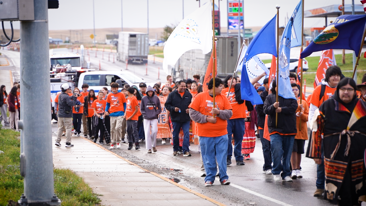 Browning students walk for Orange Shirt Day