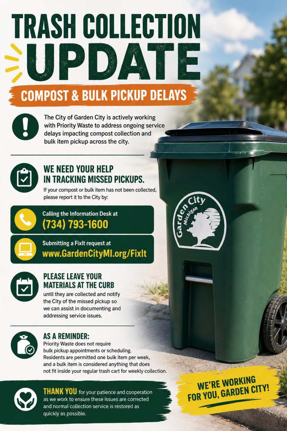 Trash Collection Update from Garden City