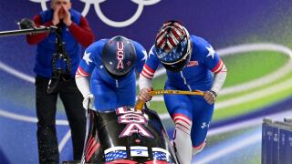 Germany's Nolte, Buckwitz lead USA's Humphries at two-woman bobsled midpoint