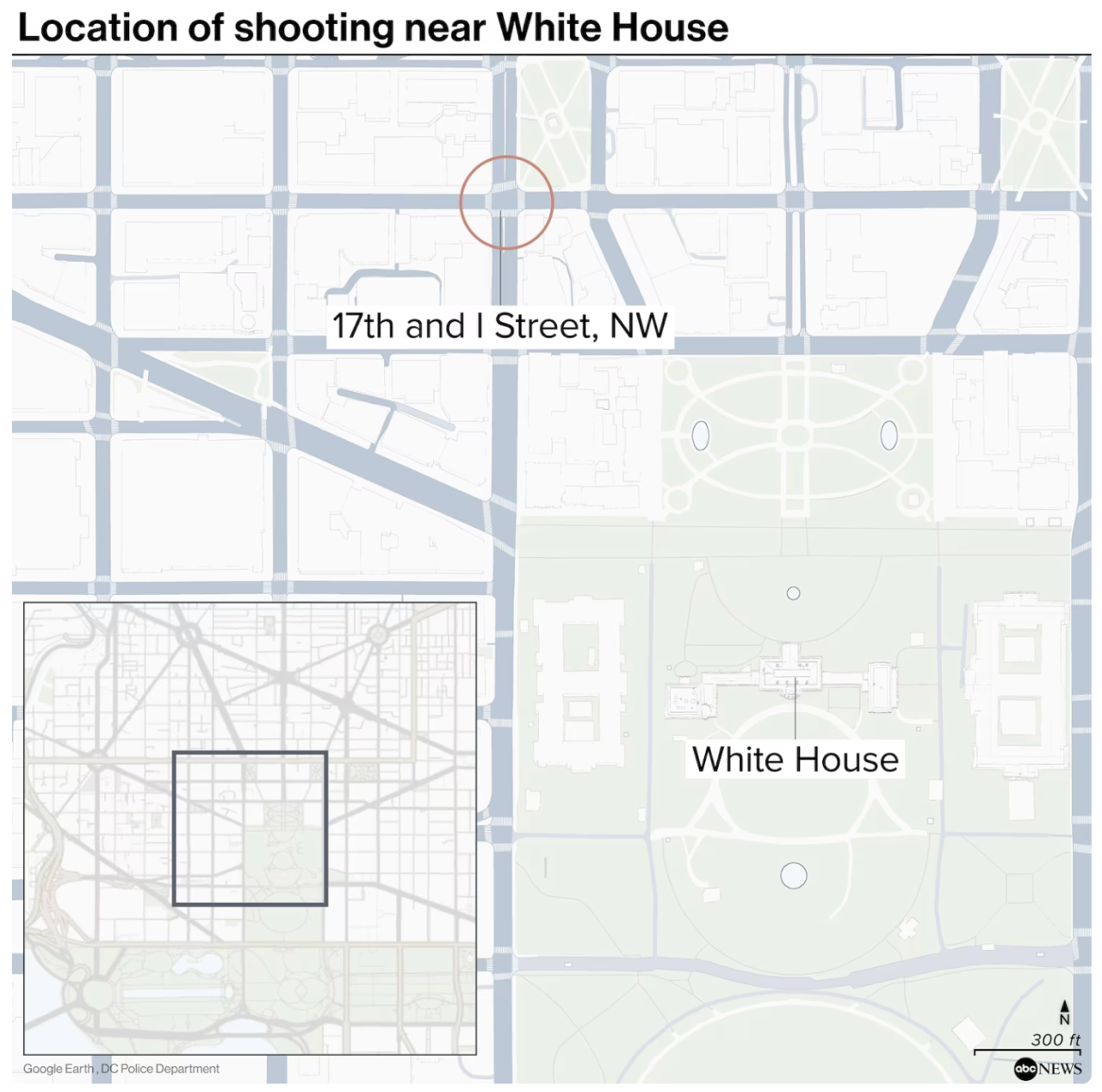 Location of shooting near White House