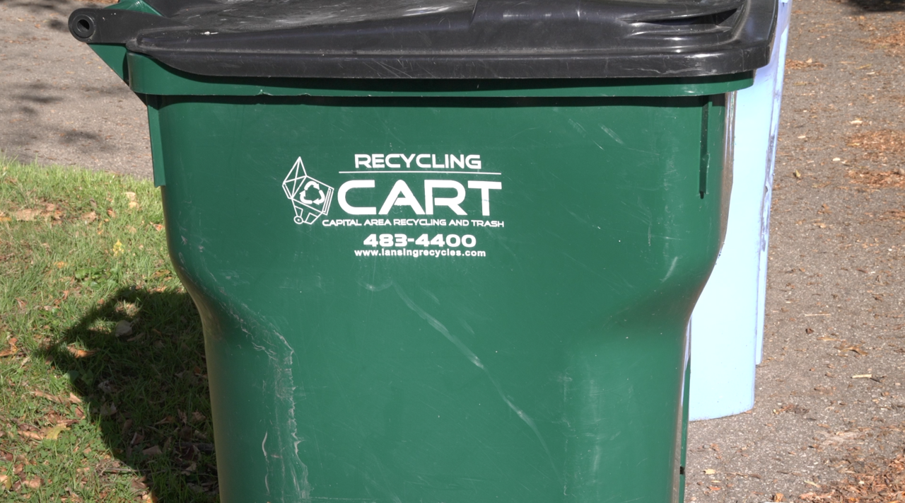 Recycling CART sitting on the curb in Lansing