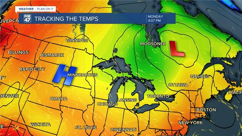 Winds out of the northwest drop our temperatures well below average to start the week