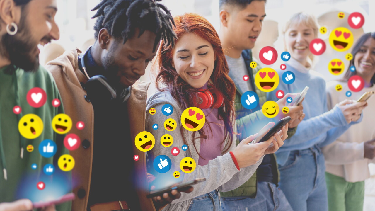 Excited,Young,Adults,Share,And,React,To,Content,On,Social