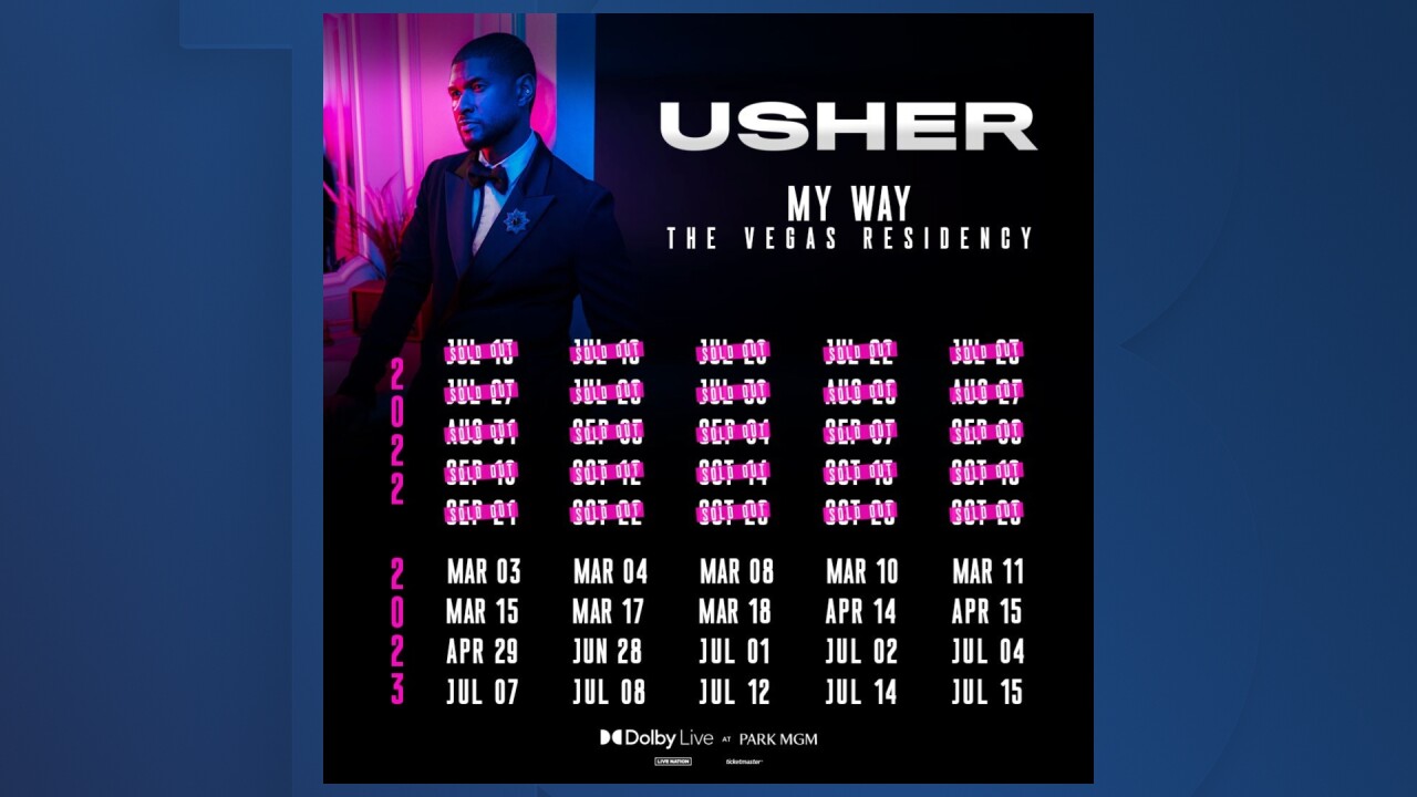 Usher 'The Vegas Residency,' tickets sold out for 2022; 2023 tickets on