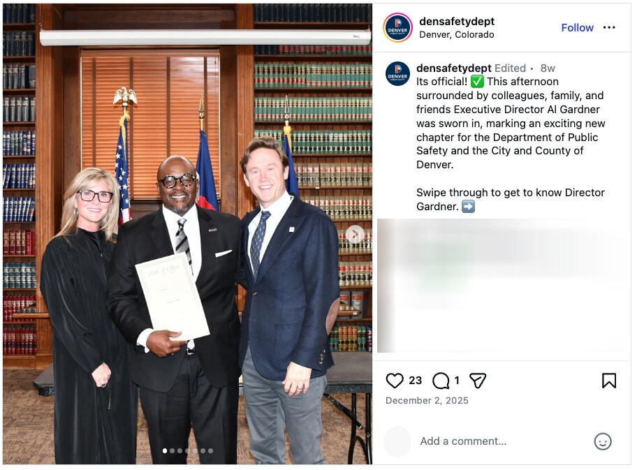 Denver Department of Public Safety instagram on Al Gardner