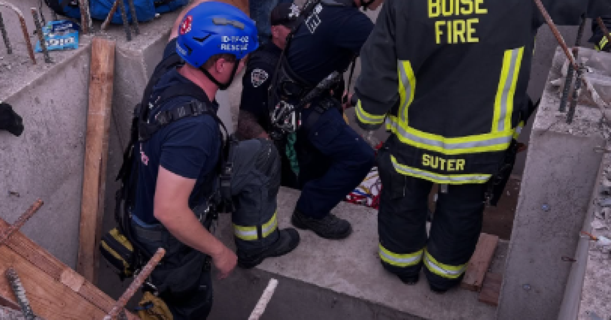 Construction worker rescued after falling into an open shaft