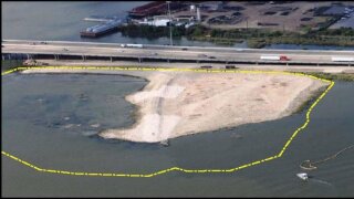 An aerial view of San Jacinto Waste Pit's cap