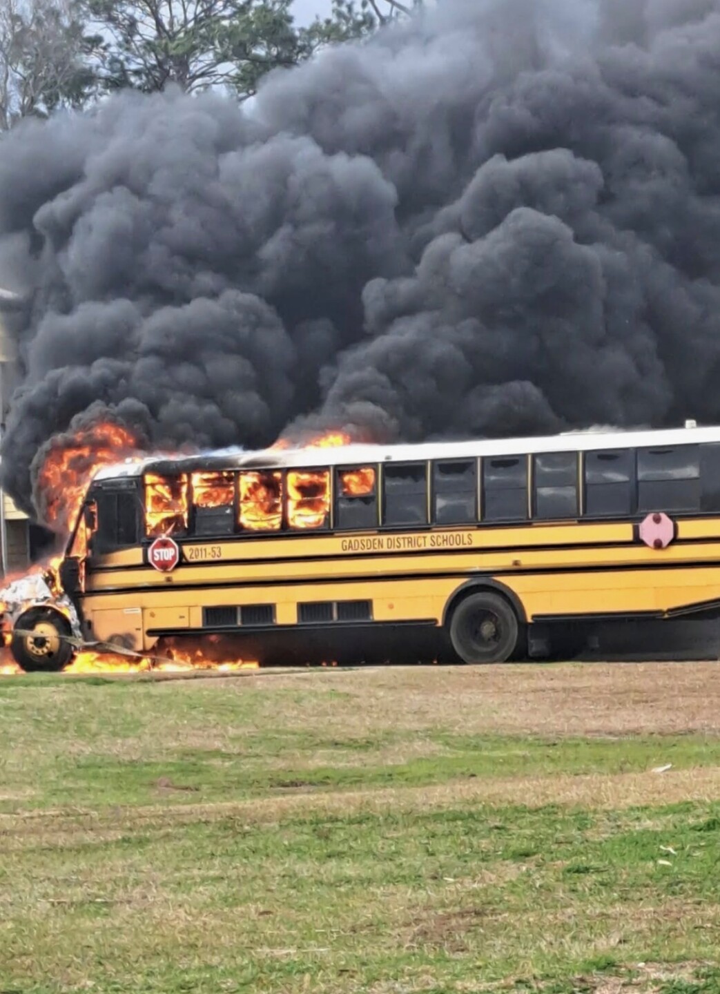 Gadsden county school bus on fire