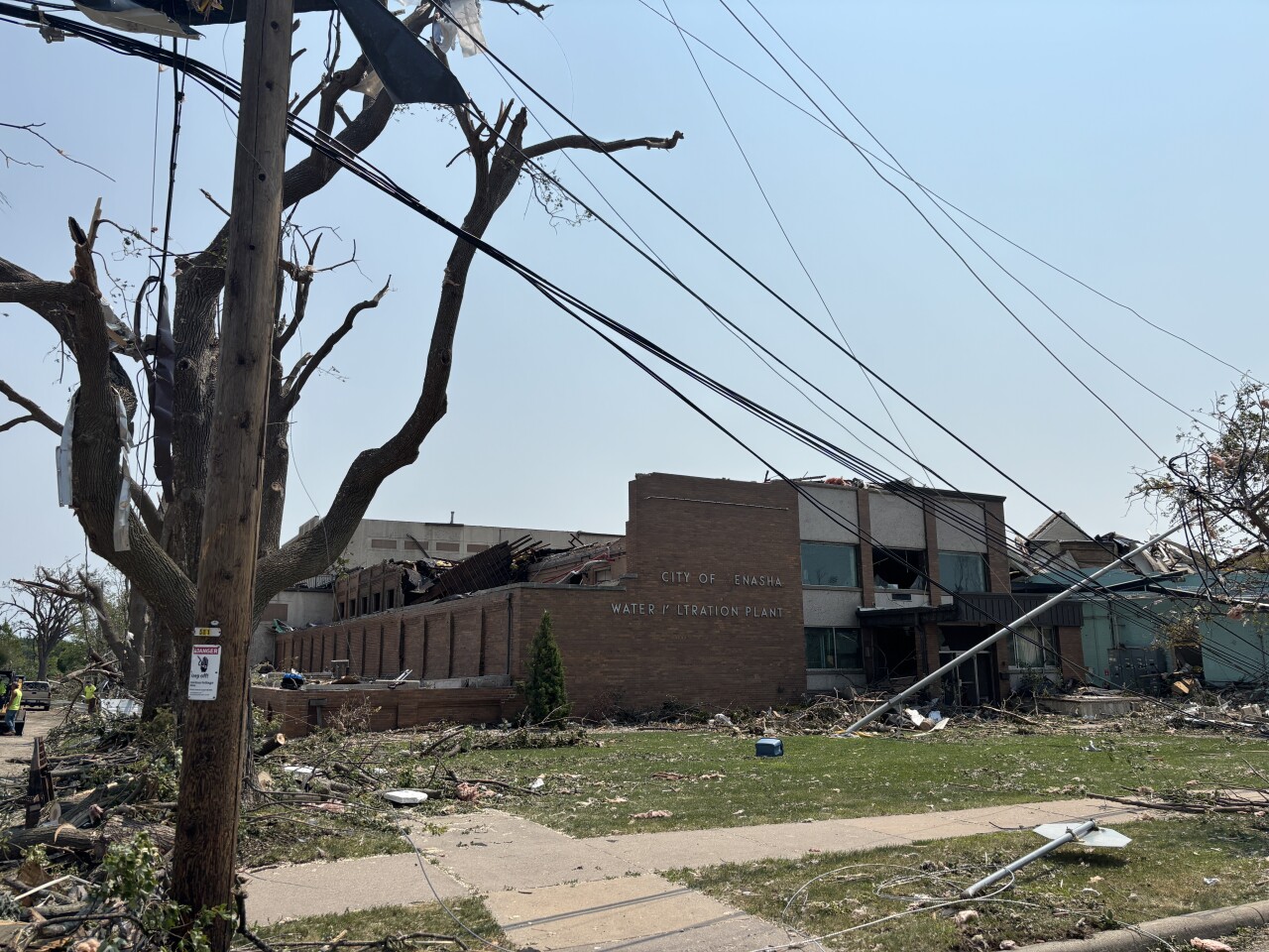 The Menasha Water Filtration plant was in the direct path of the EF-3 tornado that ripped through parts of the Fox Valley Monday. 