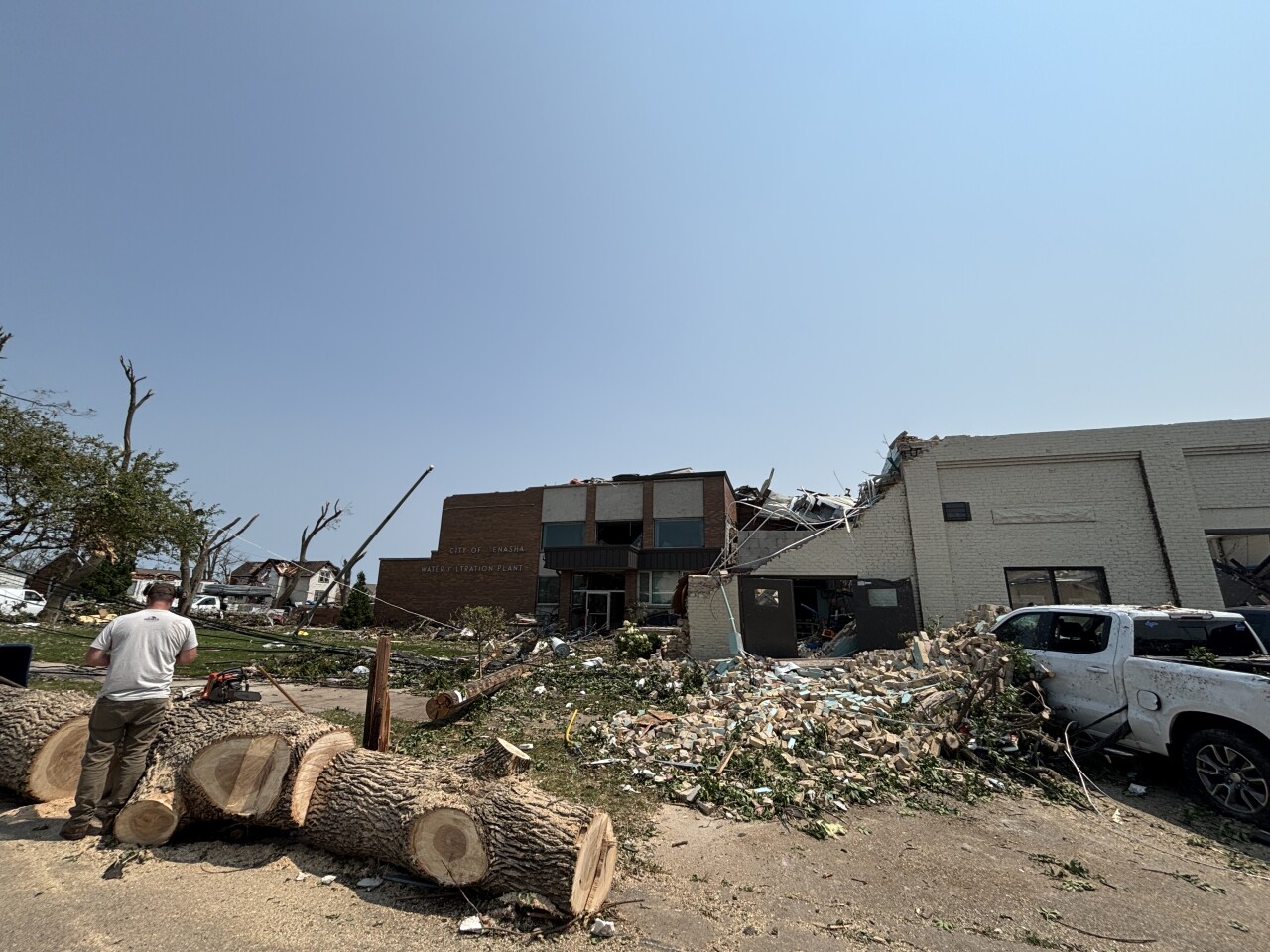 The Menasha Water Filtration plant was in the direct path of the EF-3 tornado that ripped through parts of the Fox Valley Monday. 