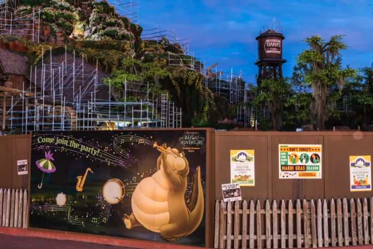 Tiana's Bayou Adventure, under construction, takes place of Splash Mountain