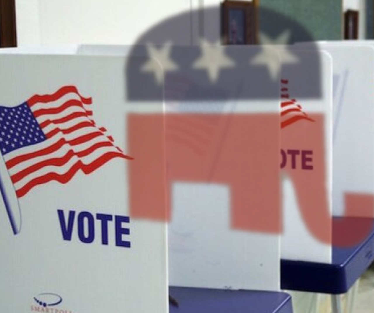Republican Elephant over Voting Booth