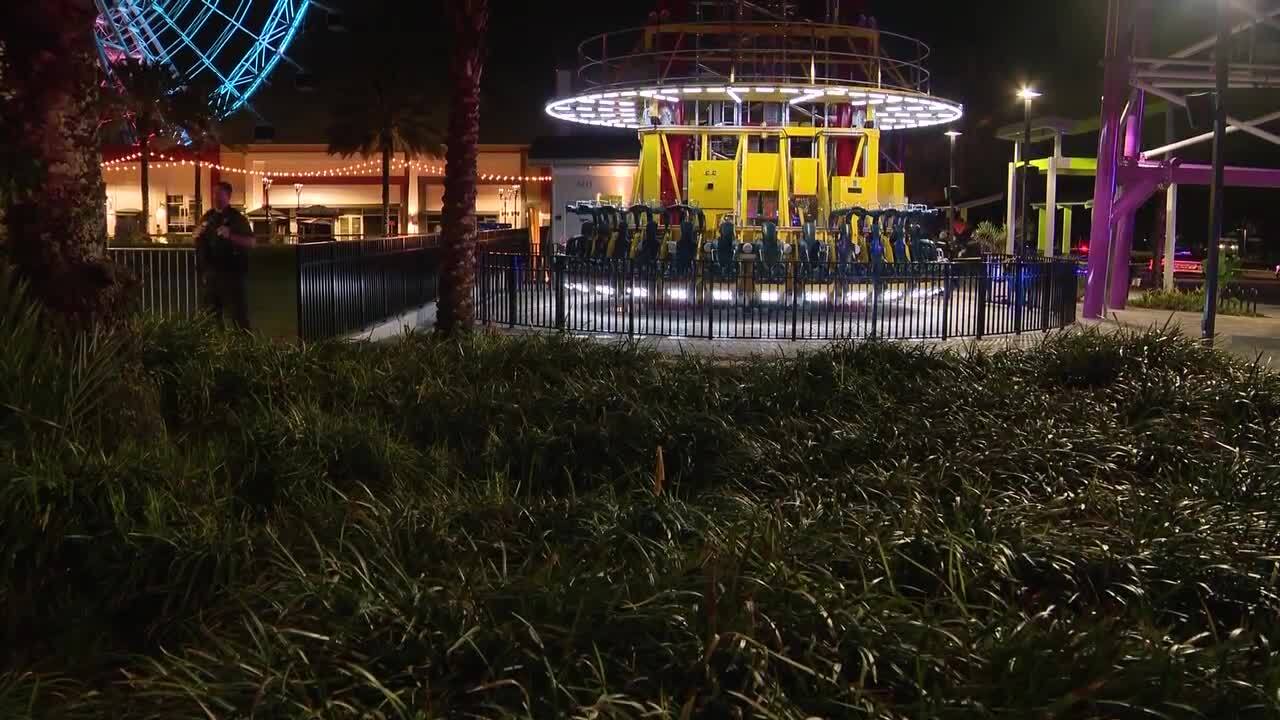 Deputy stands outside Orlando Free Fall ride at ICON Park after 14-year-old died