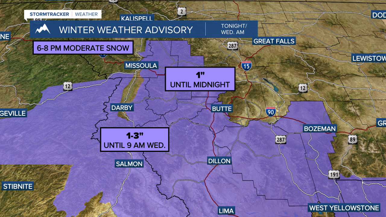 Winter Weather Advisories Tuesday night