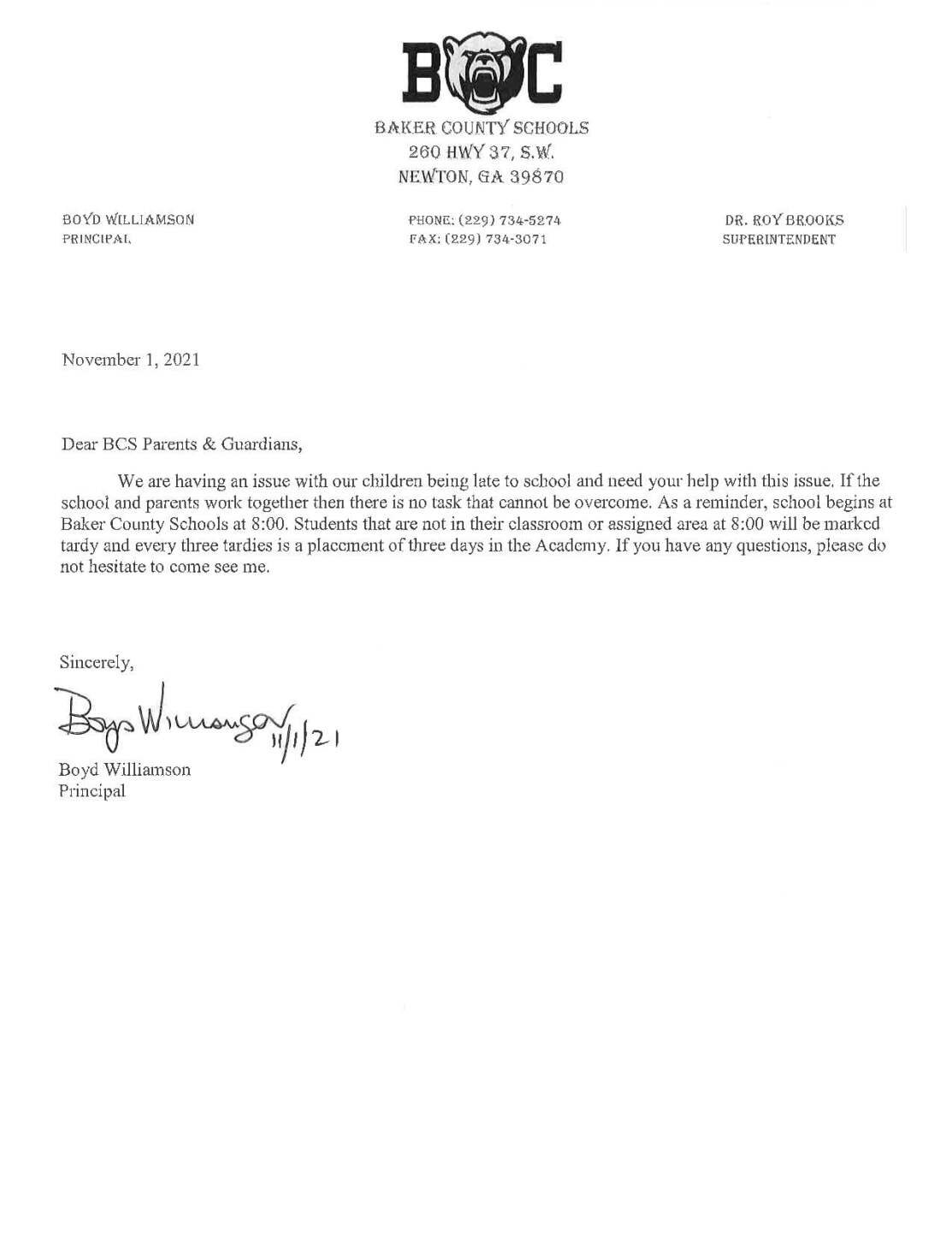 Baker County Schools Having Tardy Issues