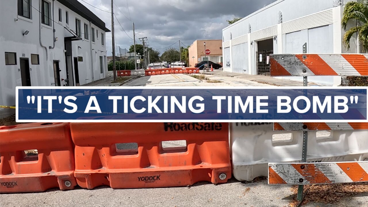 A West Palm Beach couple says they've been unable to use the street outside their home for about 14 months due to an abandoned construction project on 20th Street.