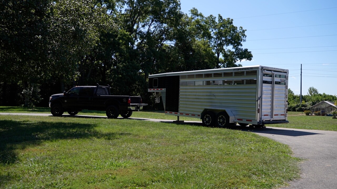 The truck and trailer that Berling will travel across the country with.
