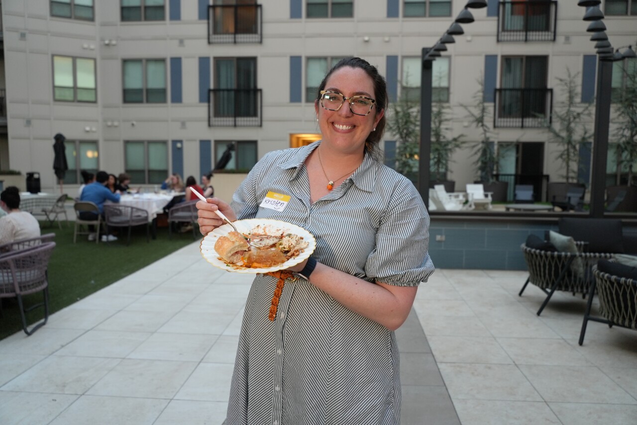 Kristen and her plate of home-cooked meals