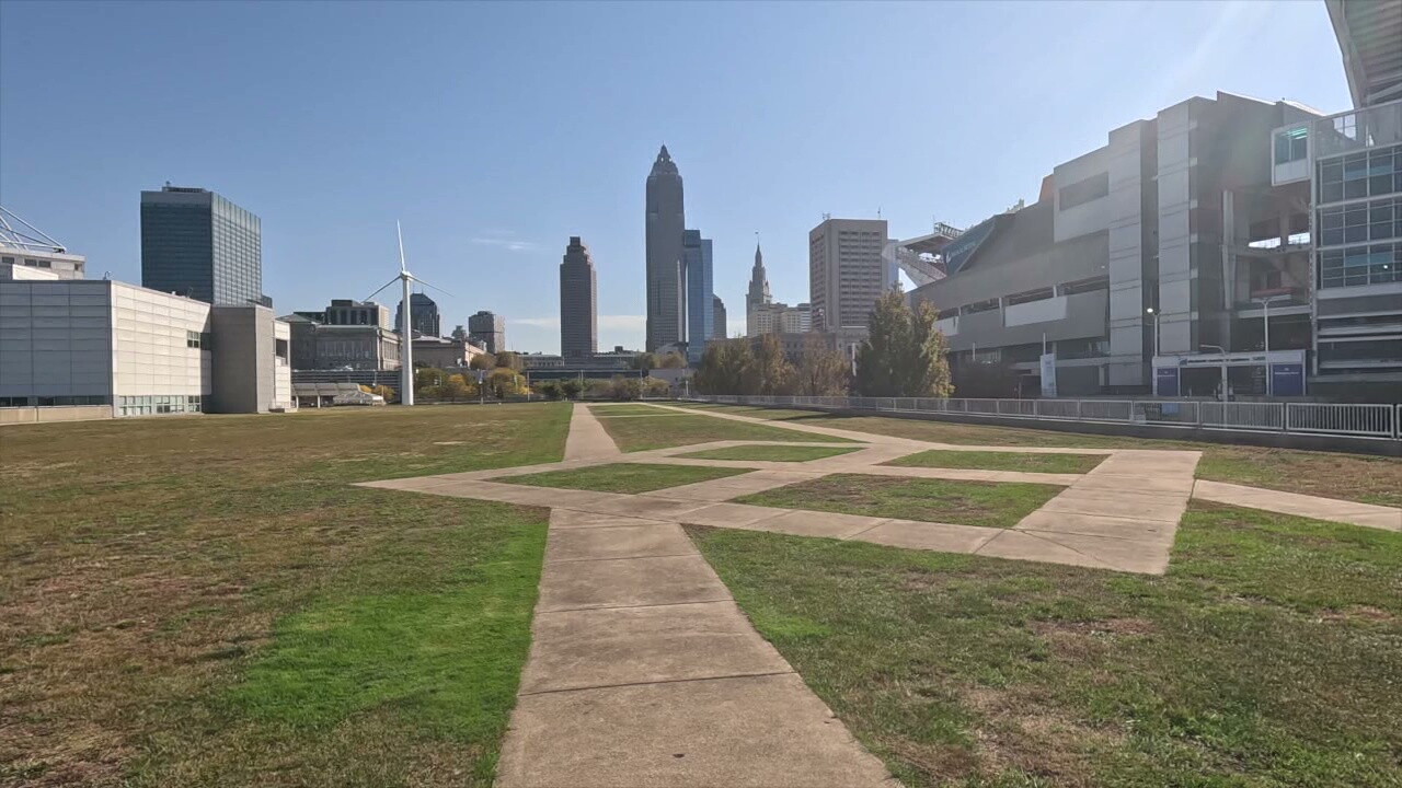 The grassy roof of the Great Lakes Science Center parking garage could become a much more active space as part of a new strategy for building up the downtown lakefront.