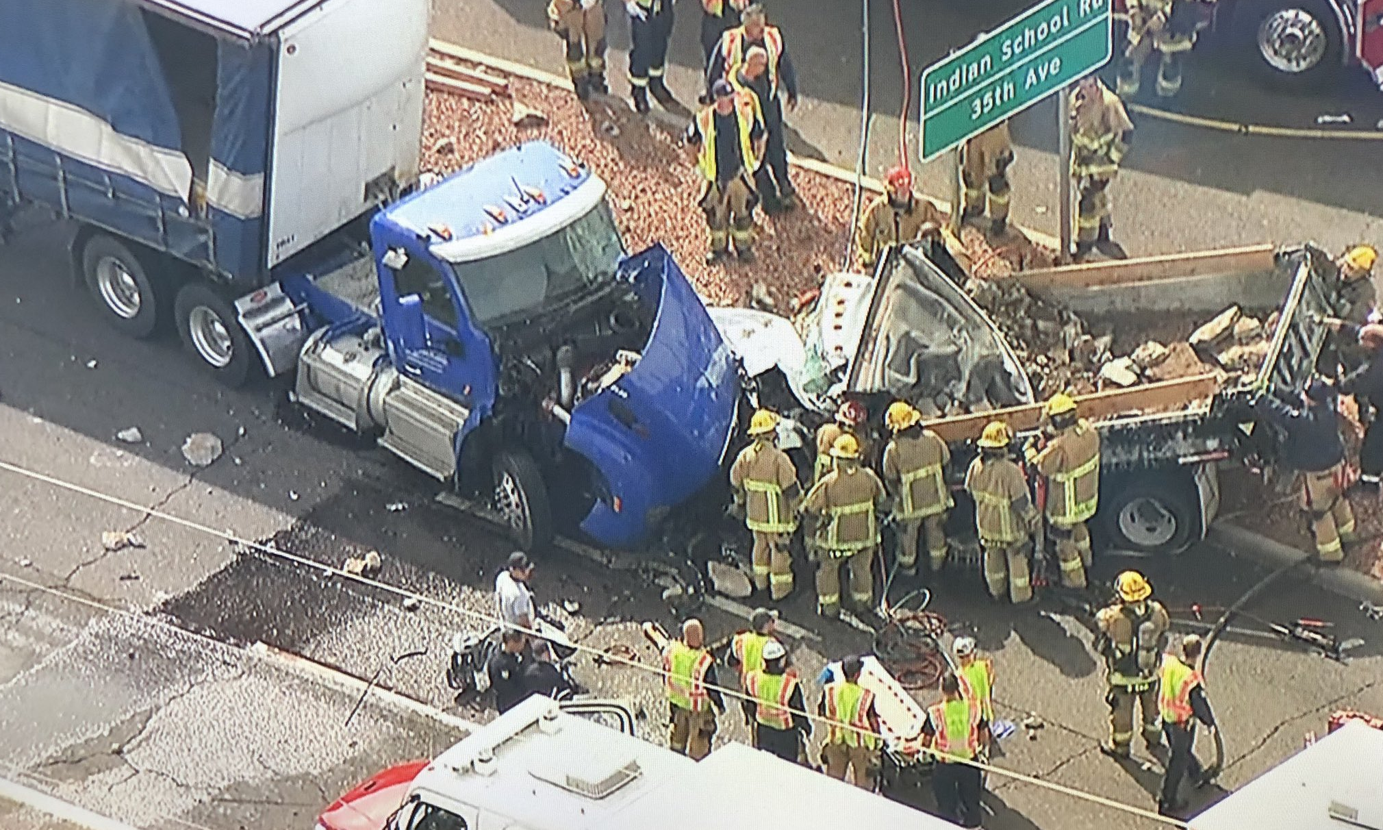 Semi crash involving dump truck 