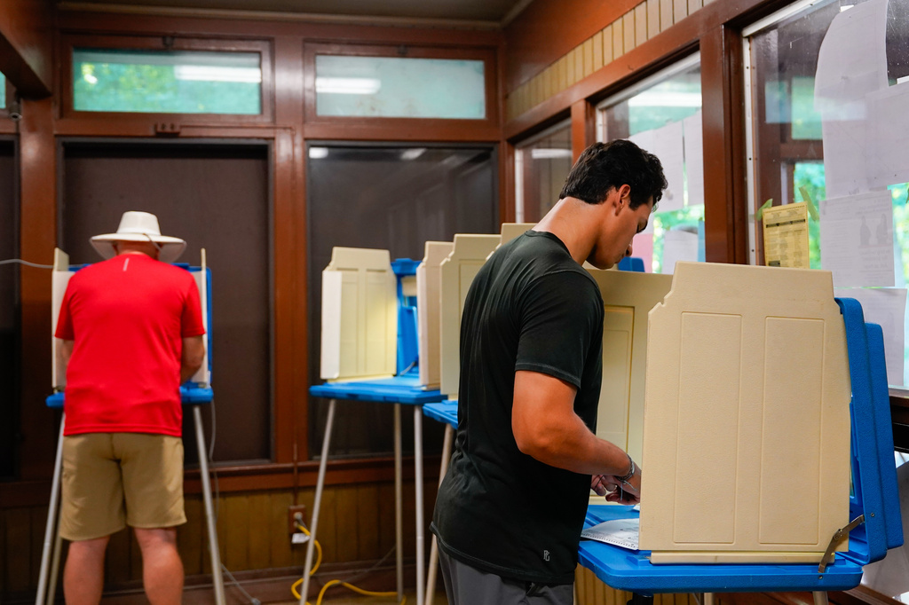 Voters cast their ballots at Lyons Park on primary Election Day, Tuesday, Aug. 11, 2026, in Milwaukee.