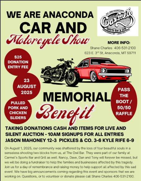 Memorial benefit and car show for Anaconda 