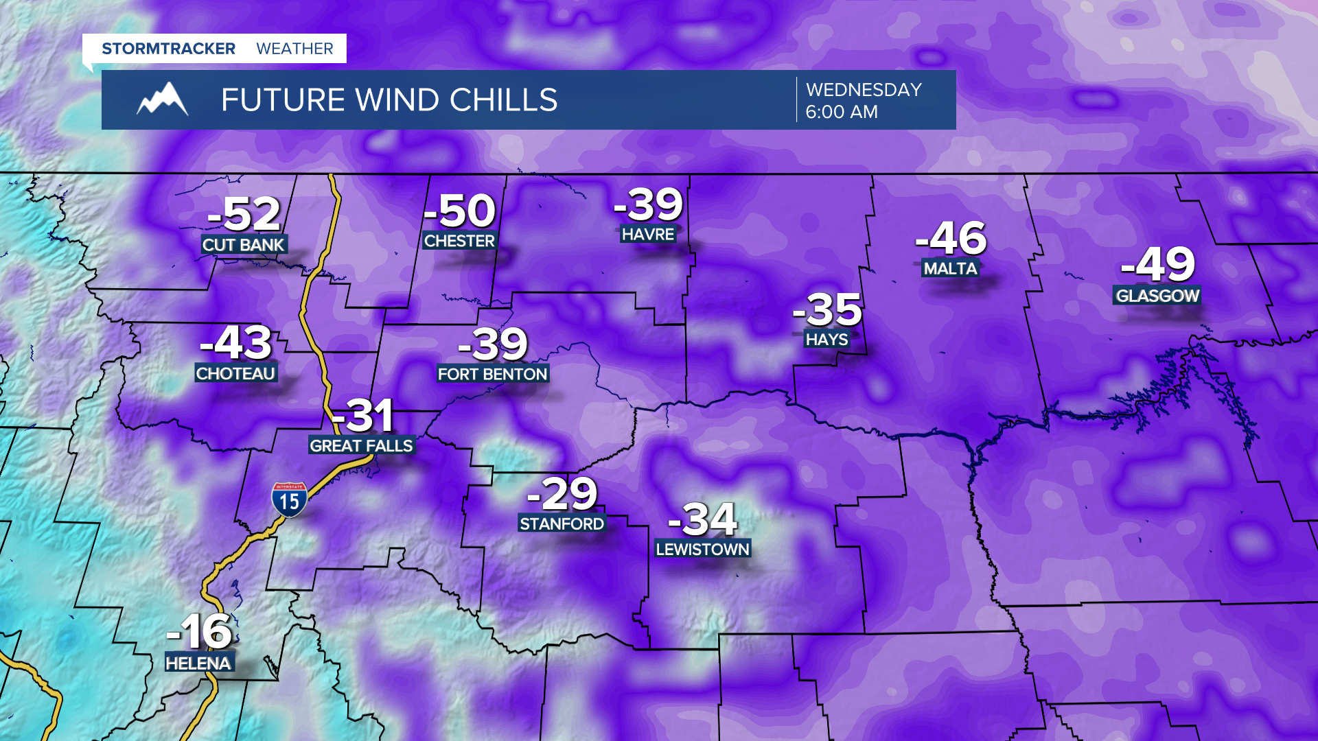 Wind Chills Wednesday morning