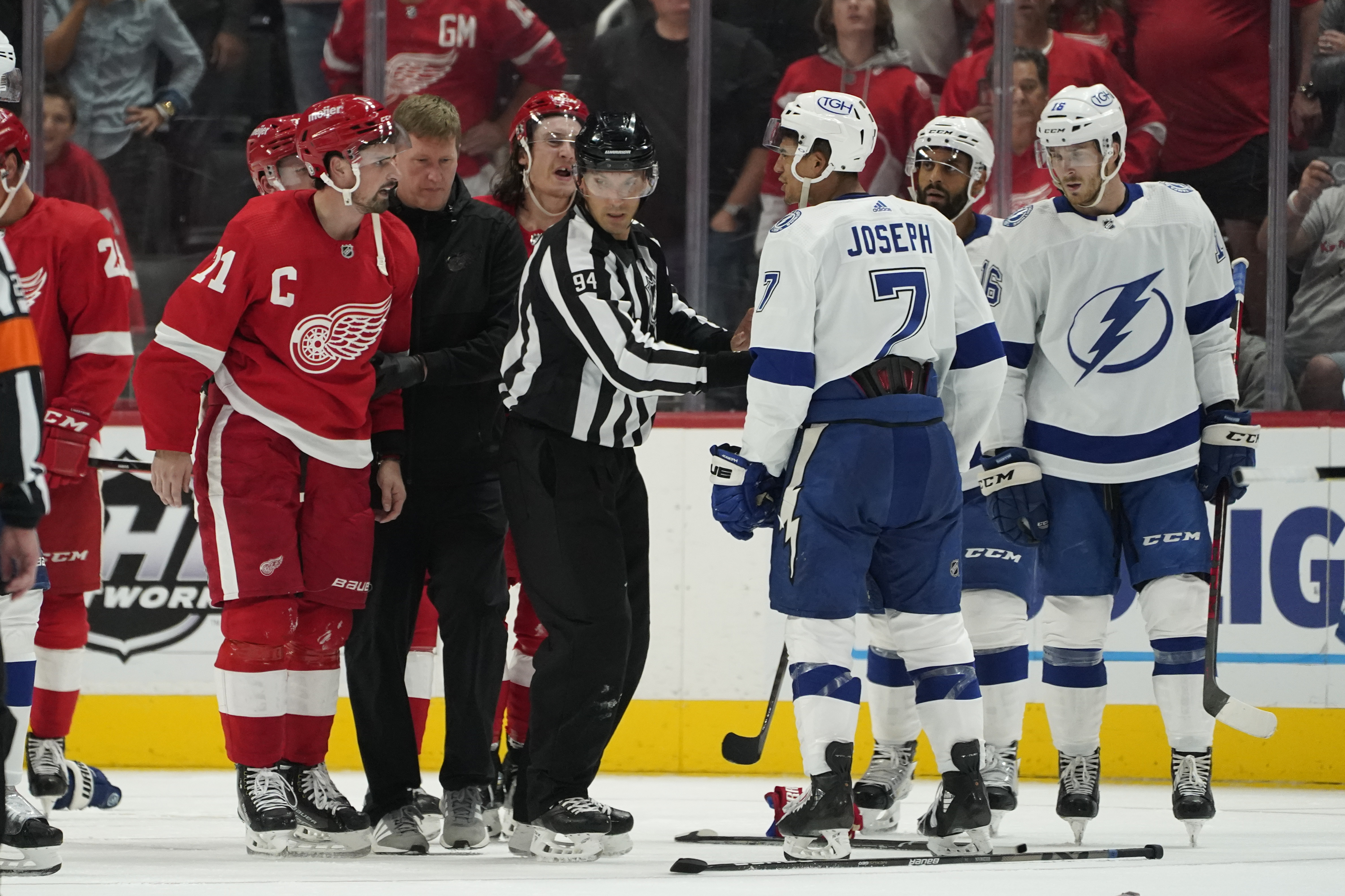 Dylan Larkin, Mathieu Joseph Lightning Red Wings Hockey