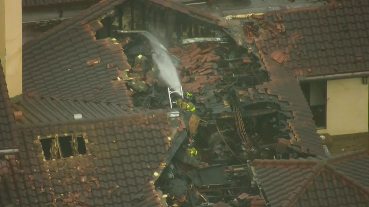 A fire at a home on El Paraiso Place in western Delray Beach caused a large hole in the roof on June 11, 2024. 